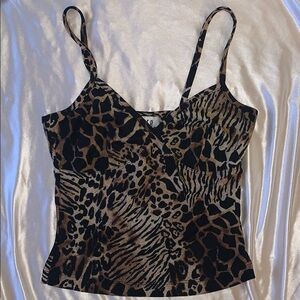 A. Byer Animal Print Crop Top | Y2K Leopard Crop Spaghetti Crop Top